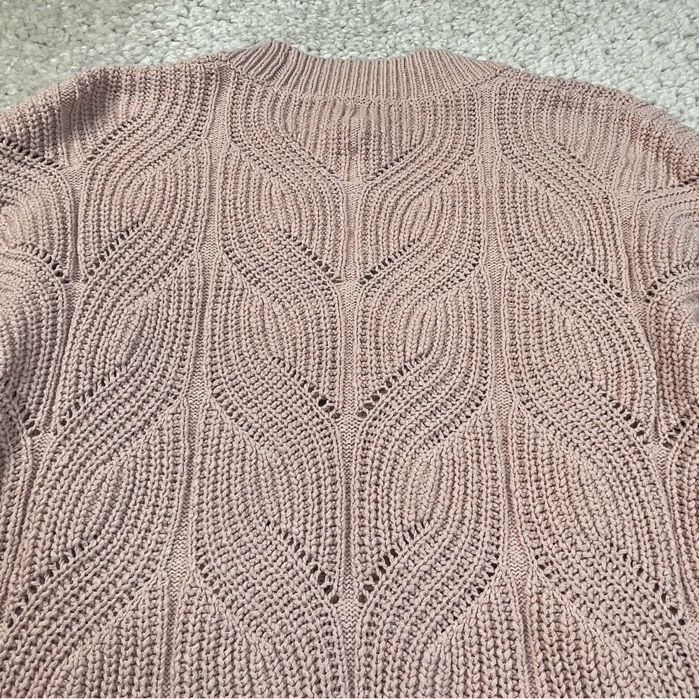 Madewell Chunky Cable Knit cardigan sweater pink preppy boxy medium - Picture 5 of 10